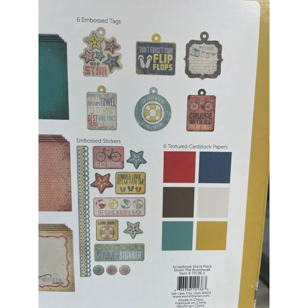Down‎ The Boardwalk Scrapbook Stack Pack 50 Sheets Embellishments & Storage